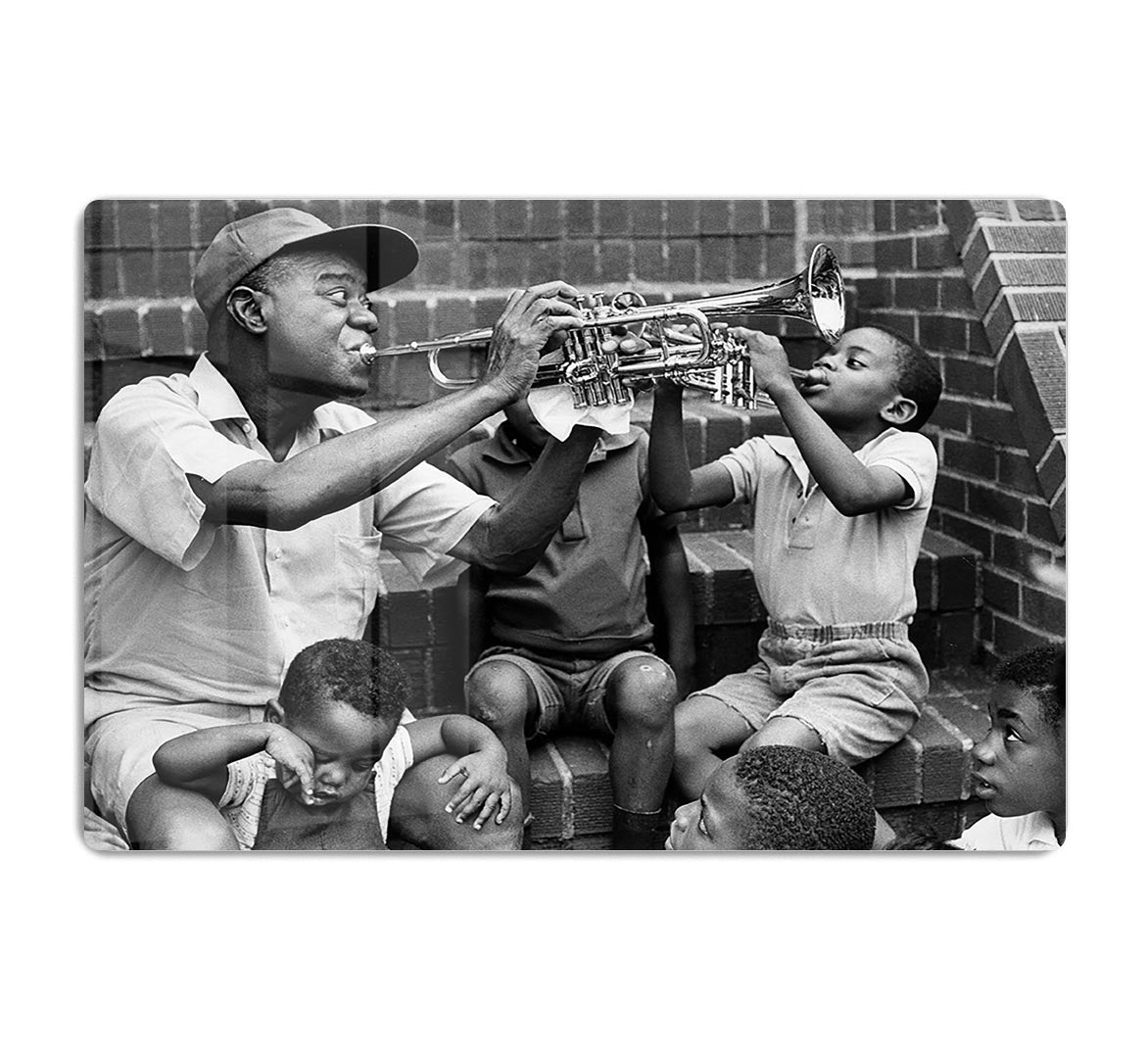 Louis Armstrong with kids HD Metal Print - Canvas Art Rocks - 1