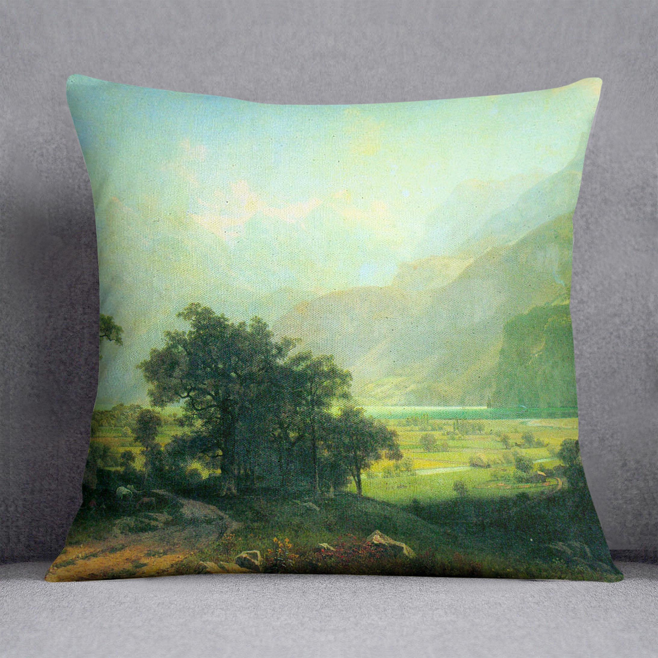 Lucerne Switzerland by Bierstadt Cushion - Canvas Art Rocks - 1