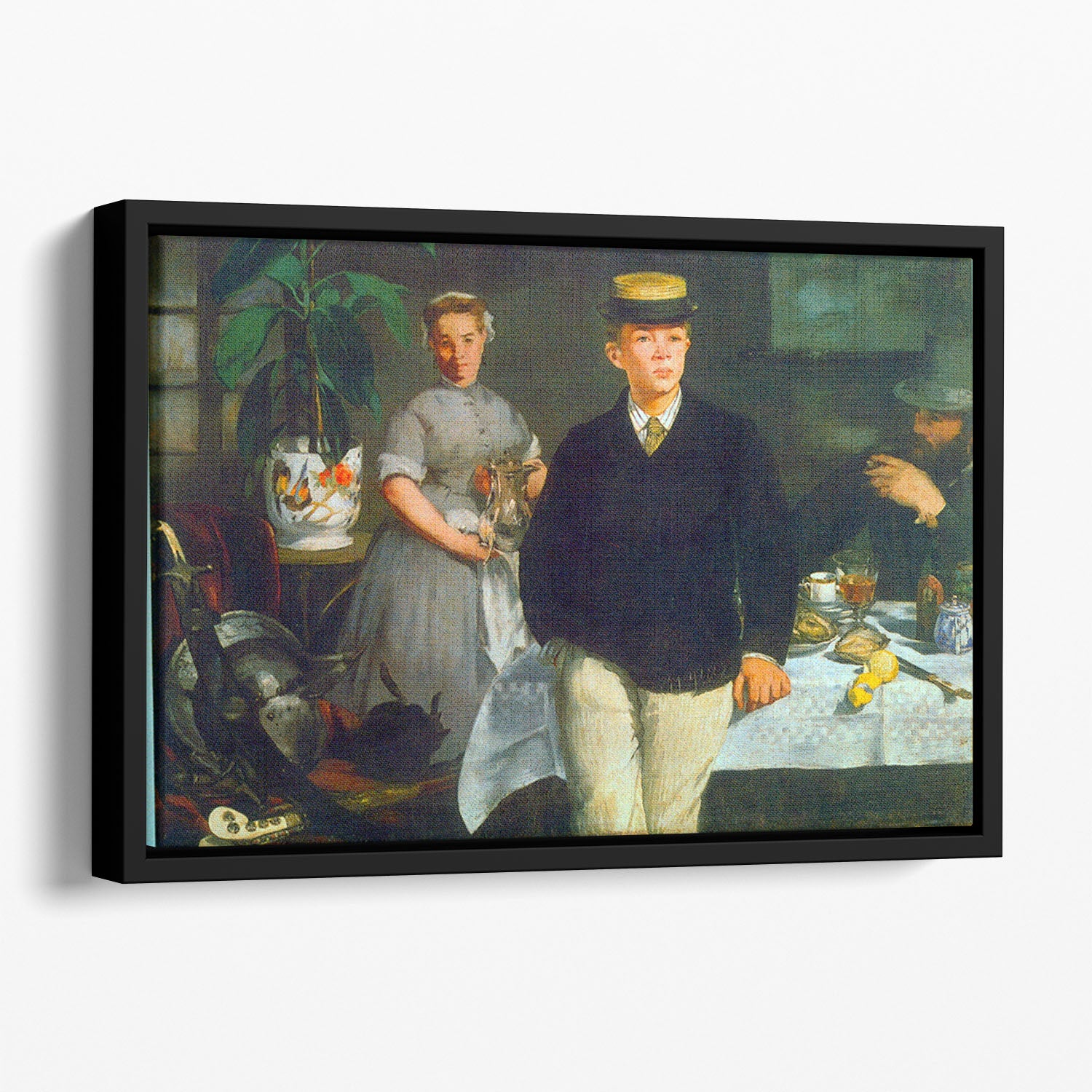 Luncheon by Manet Floating Framed Canvas