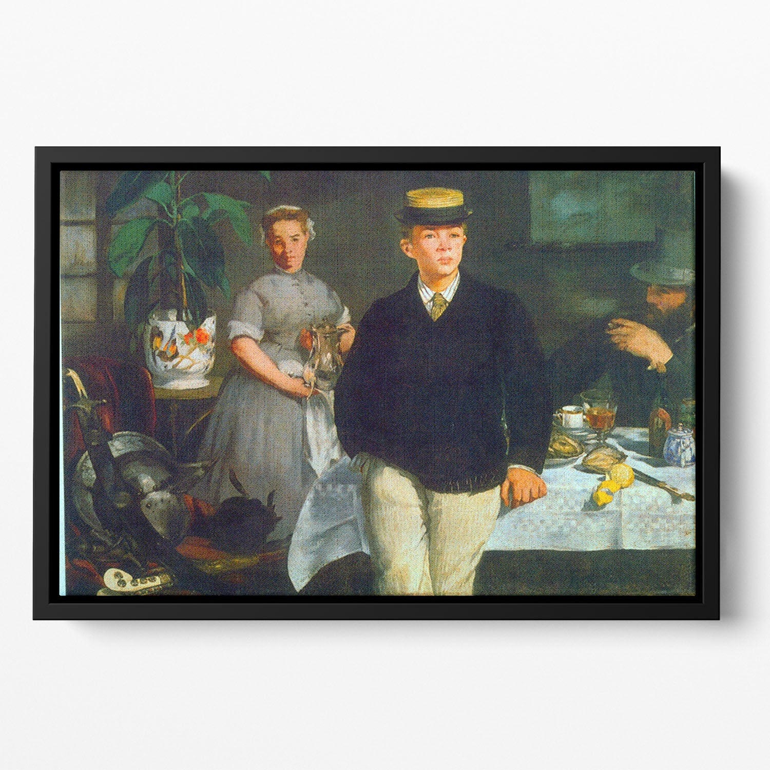 Luncheon by Manet Floating Framed Canvas