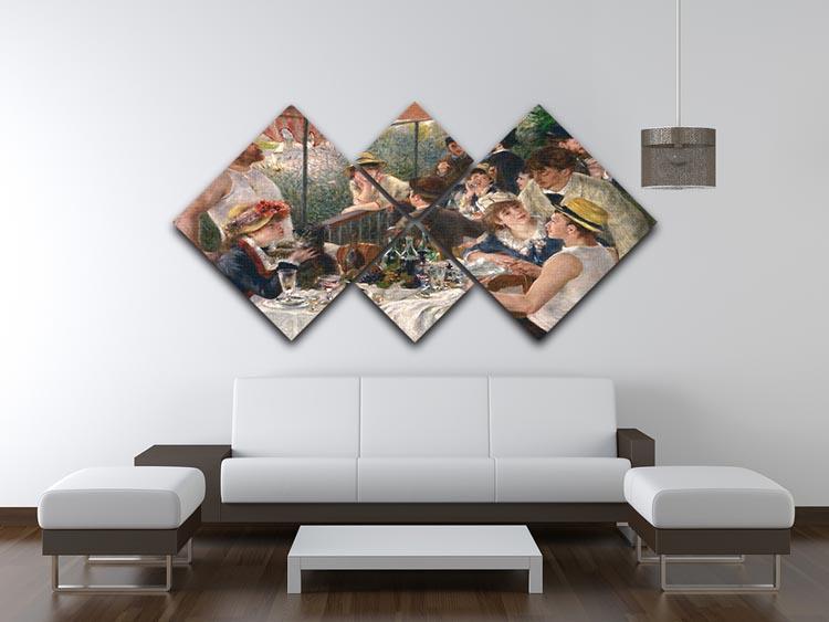 Luncheon of the Boating Party by Renoir 4 Square Multi Panel Canvas - Canvas Art Rocks - 3