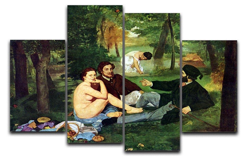 Luncheon on The Grass 1863 by Manet 4 Split Panel Canvas  - Canvas Art Rocks - 1