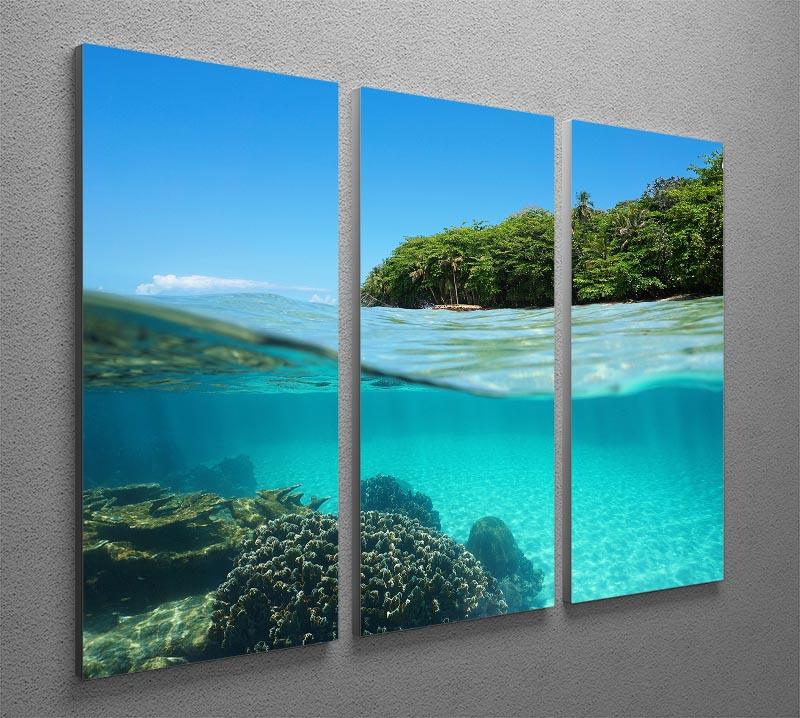 Lush tropical shore above waterline 3 Split Panel Canvas Print - Canvas Art Rocks - 2