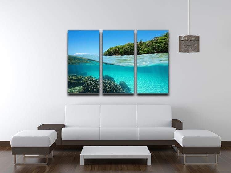 Lush tropical shore above waterline 3 Split Panel Canvas Print - Canvas Art Rocks - 3