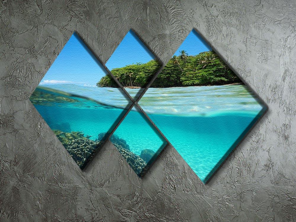 Lush tropical shore above waterline 4 Square Multi Panel Canvas  - Canvas Art Rocks - 2