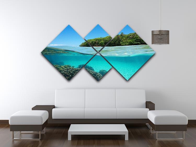 Lush tropical shore above waterline 4 Square Multi Panel Canvas  - Canvas Art Rocks - 3