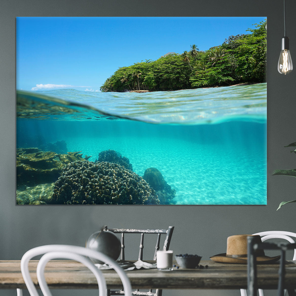 Lush tropical shore above waterline Canvas Print or Poster - Canvas Art Rocks - 3