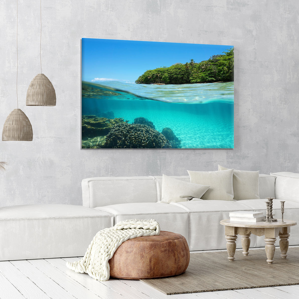 Lush tropical shore above waterline Canvas Print or Poster - Canvas Art Rocks - 6