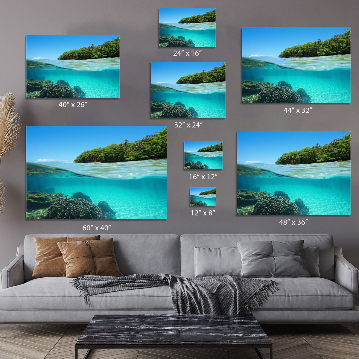 Lush tropical shore above waterline Canvas Print or Poster - Canvas Art Rocks - 7