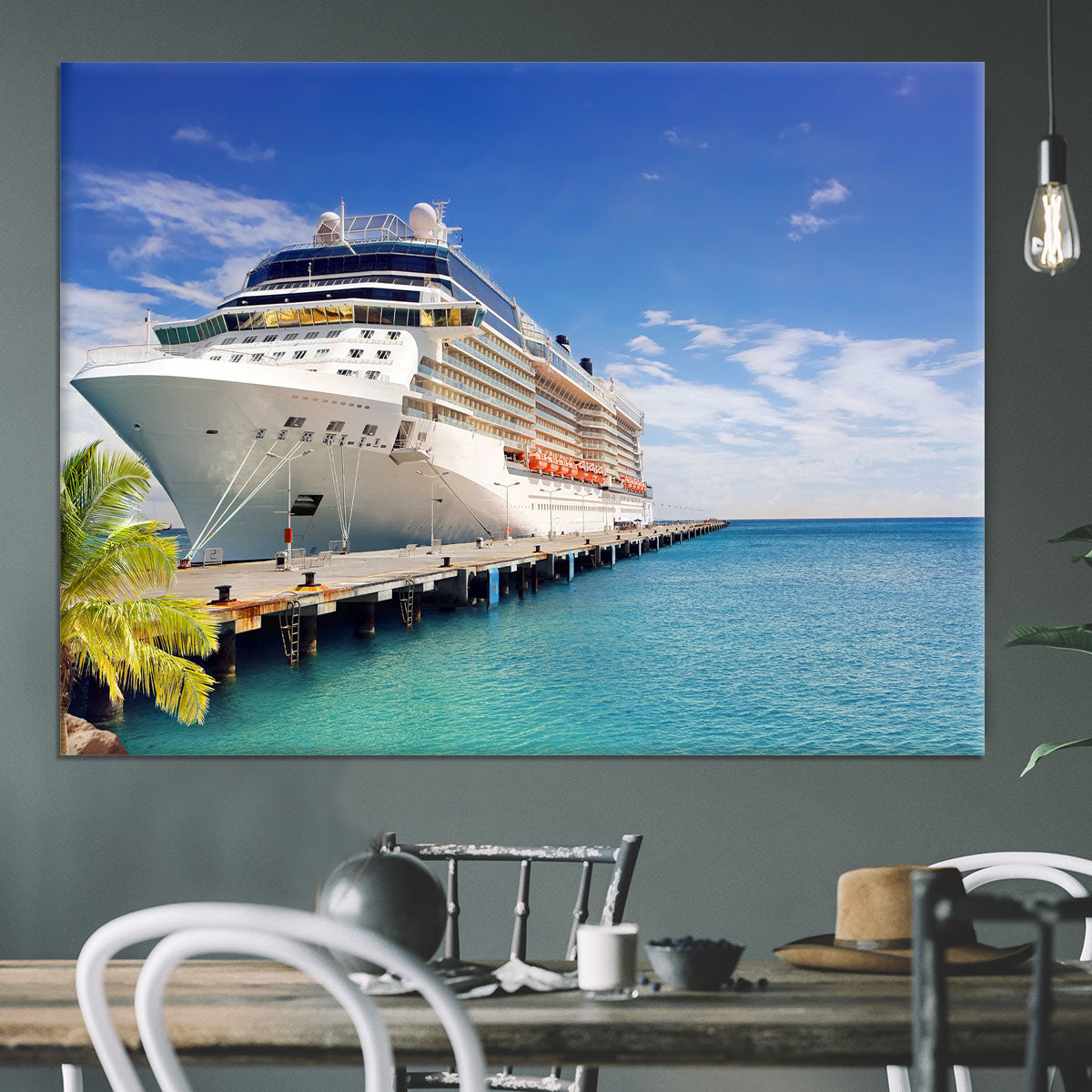 Luxury Cruise Ship in Port on sunny day Canvas Print or Poster - Canvas Art Rocks - 3