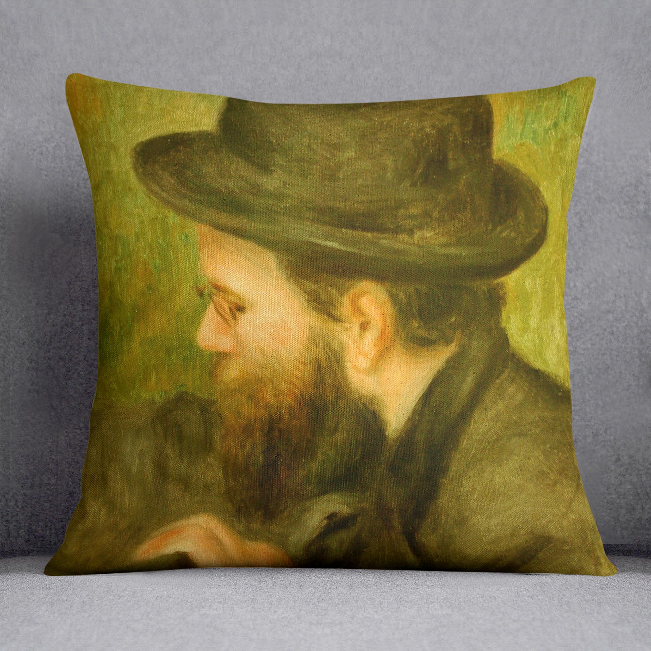 M Bernard man with the black hat by Renoir Cushion