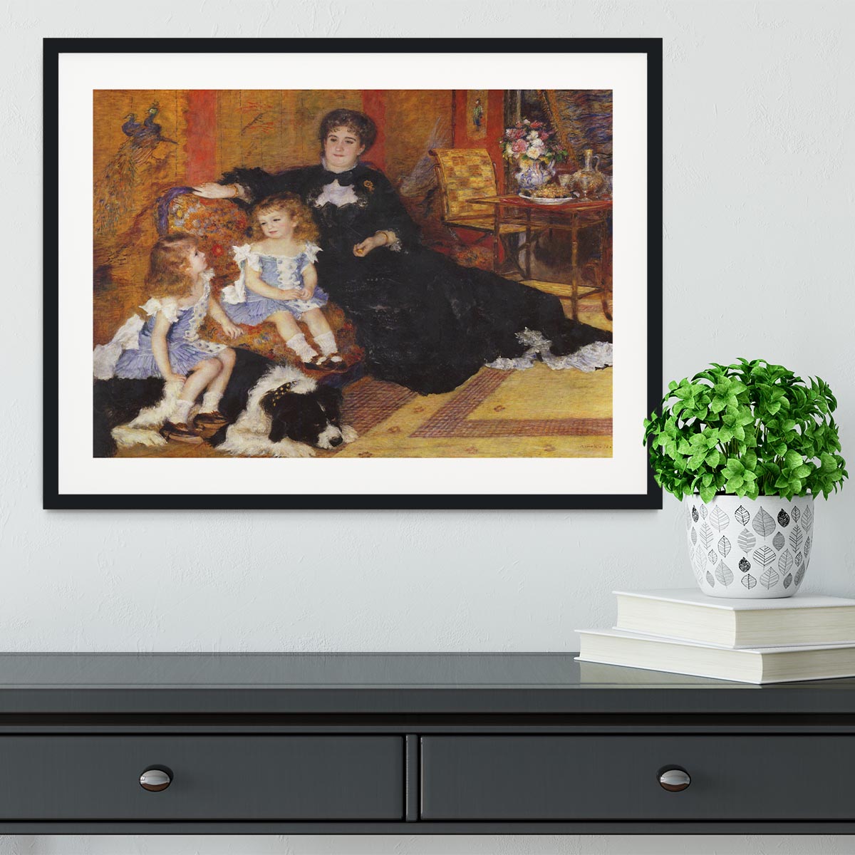 Madame Charpentier and her children by Renoir Framed Print - Canvas Art Rocks - 1