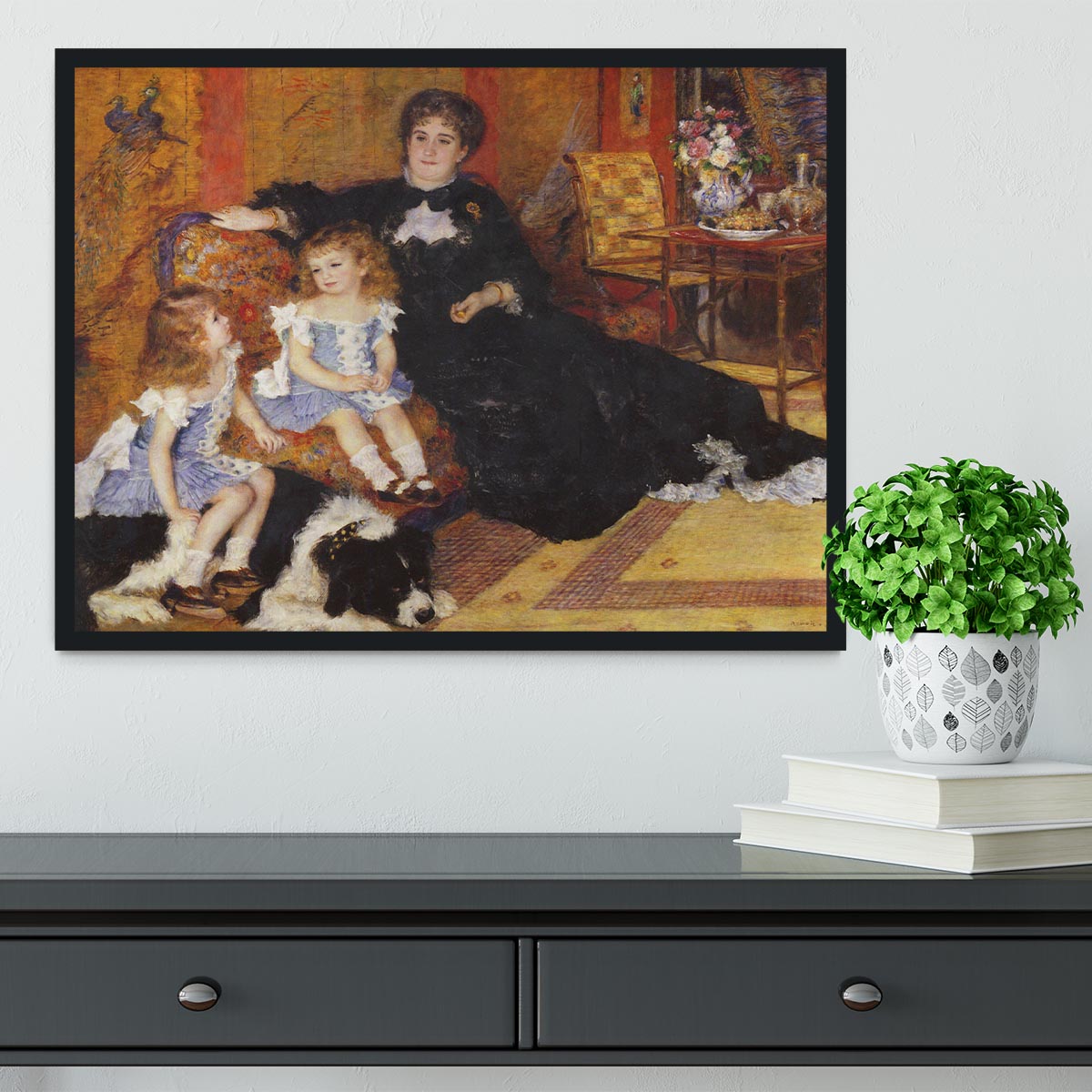 Madame Charpentier and her children by Renoir Framed Print - Canvas Art Rocks - 2