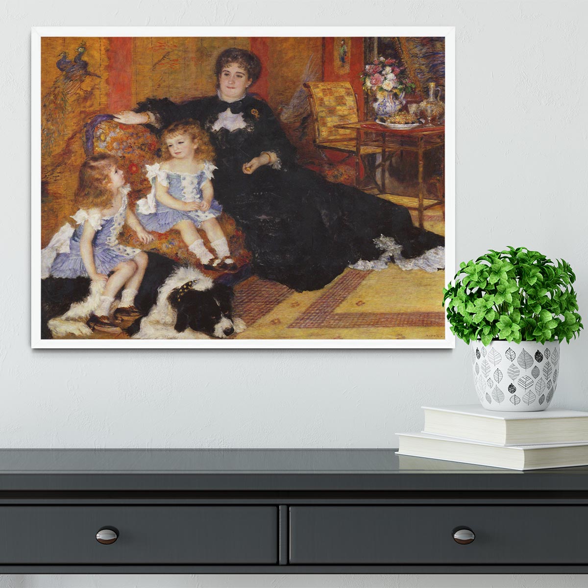 Madame Charpentier and her children by Renoir Framed Print - Canvas Art Rocks -6
