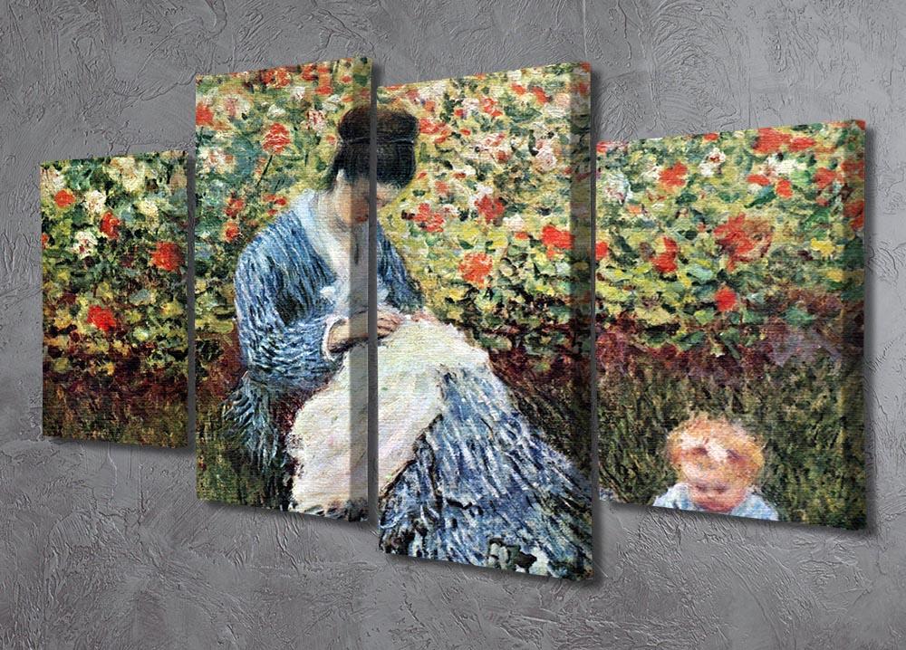 Madame Monet and child by Monet 4 Split Panel Canvas - Canvas Art Rocks - 2