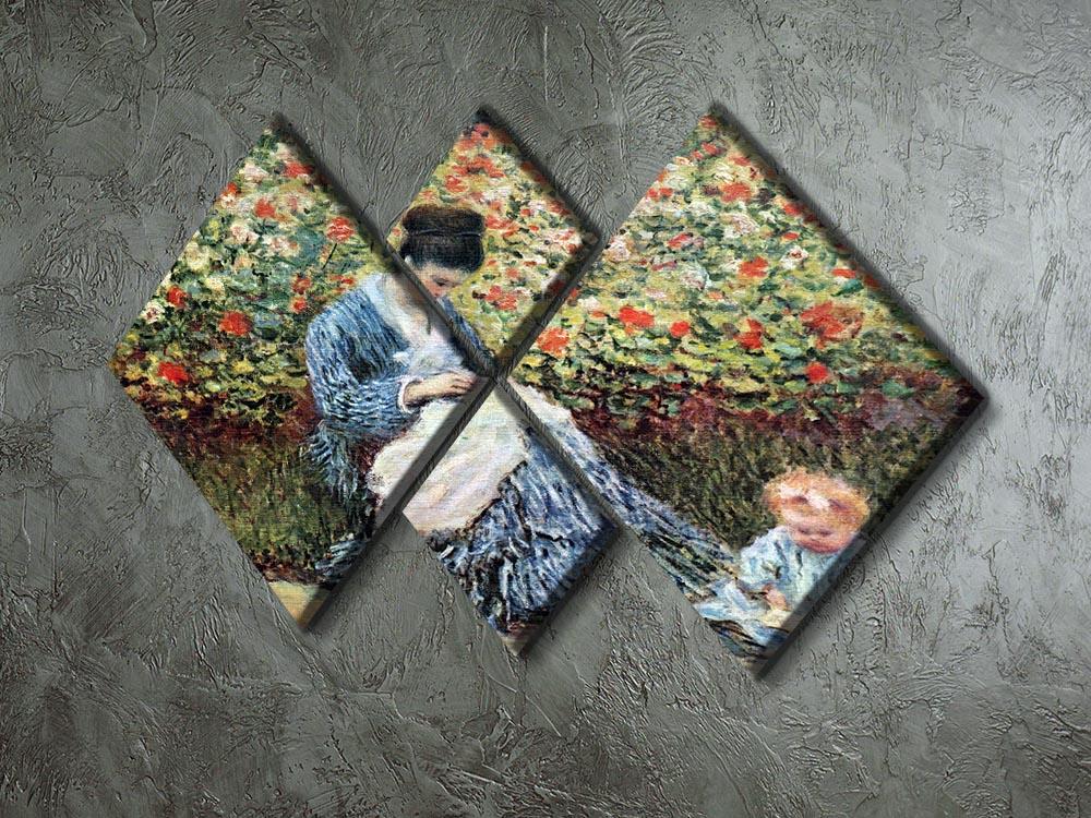 Madame Monet and child by Monet 4 Square Multi Panel Canvas - Canvas Art Rocks - 2