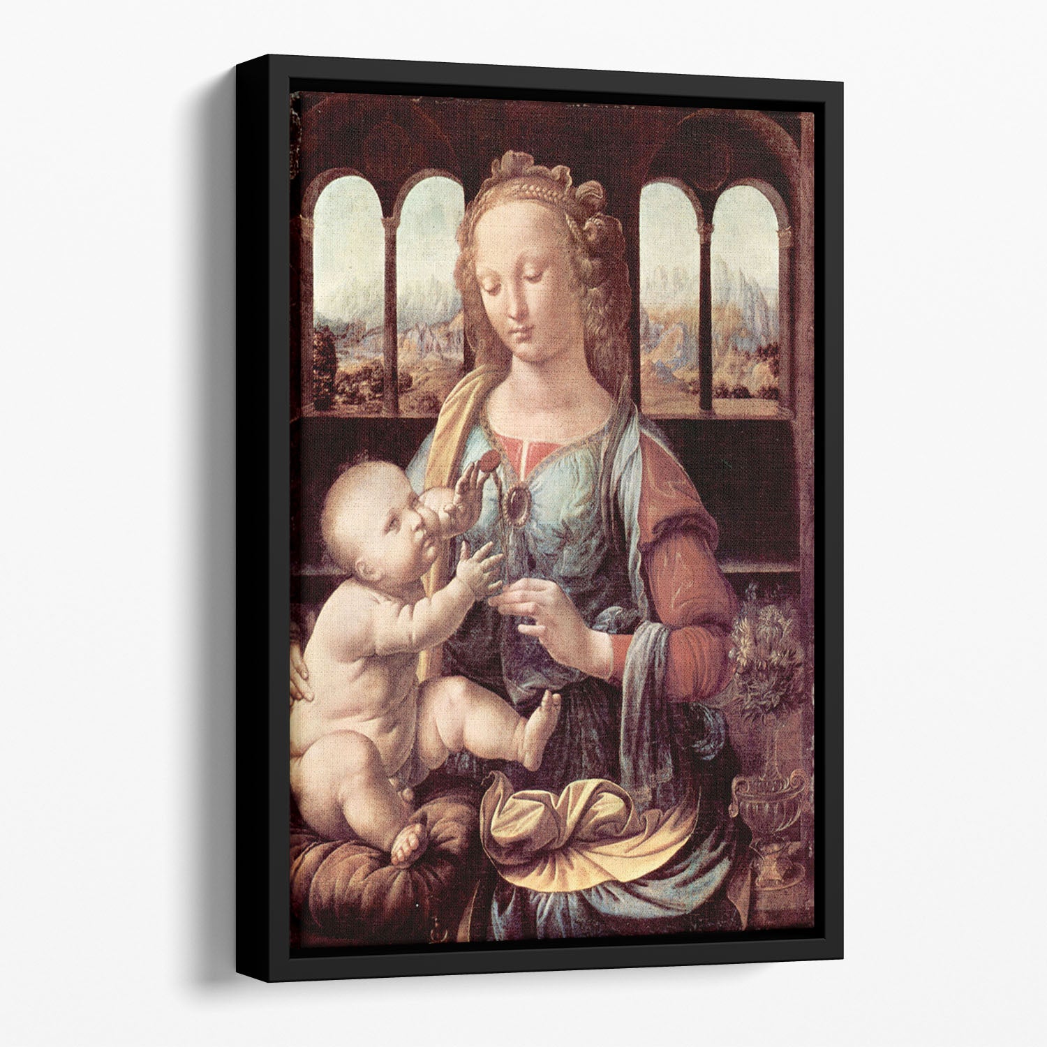 Madonna with the Carnation by Da Vinci Floating Framed Canvas