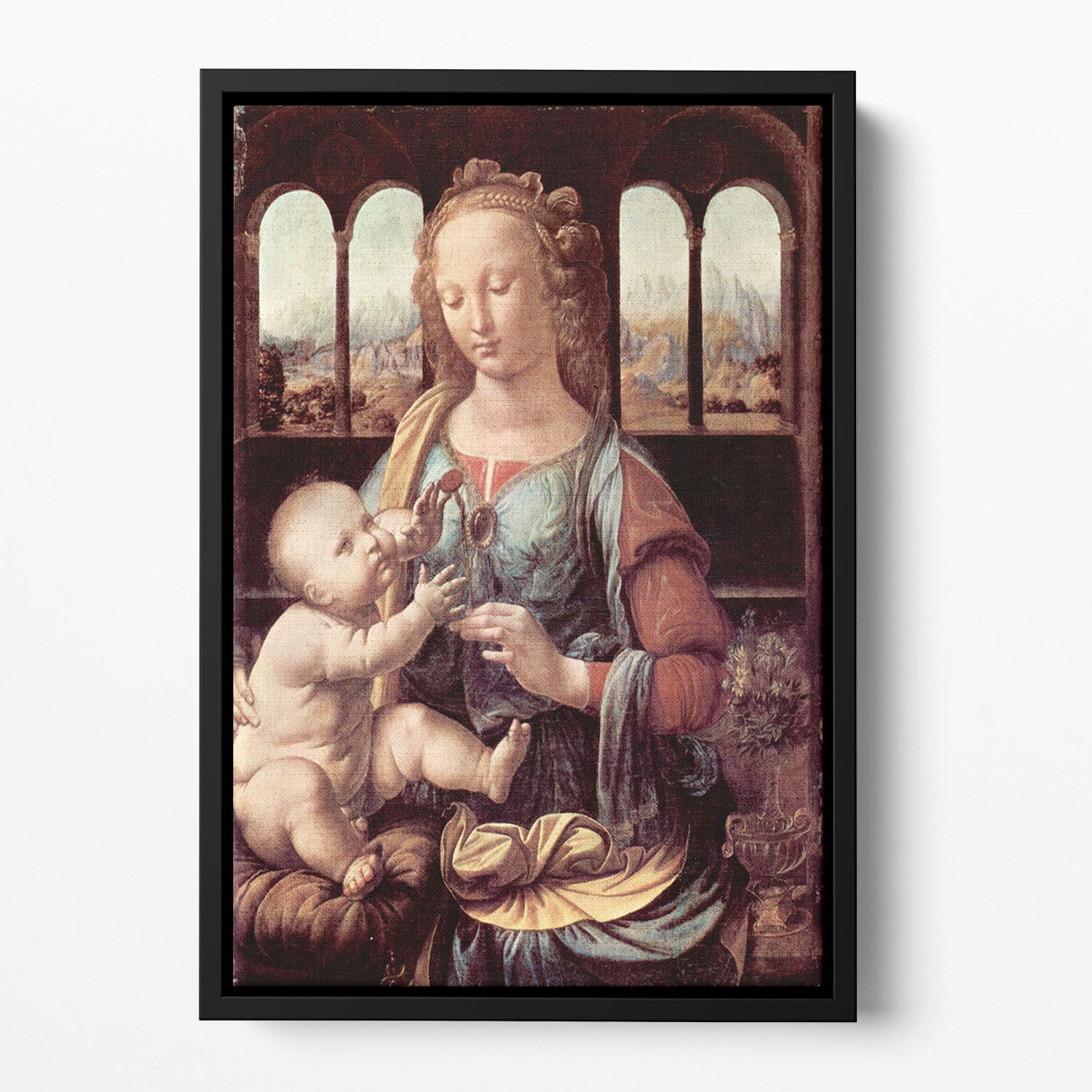 Madonna with the Carnation by Da Vinci Floating Framed Canvas
