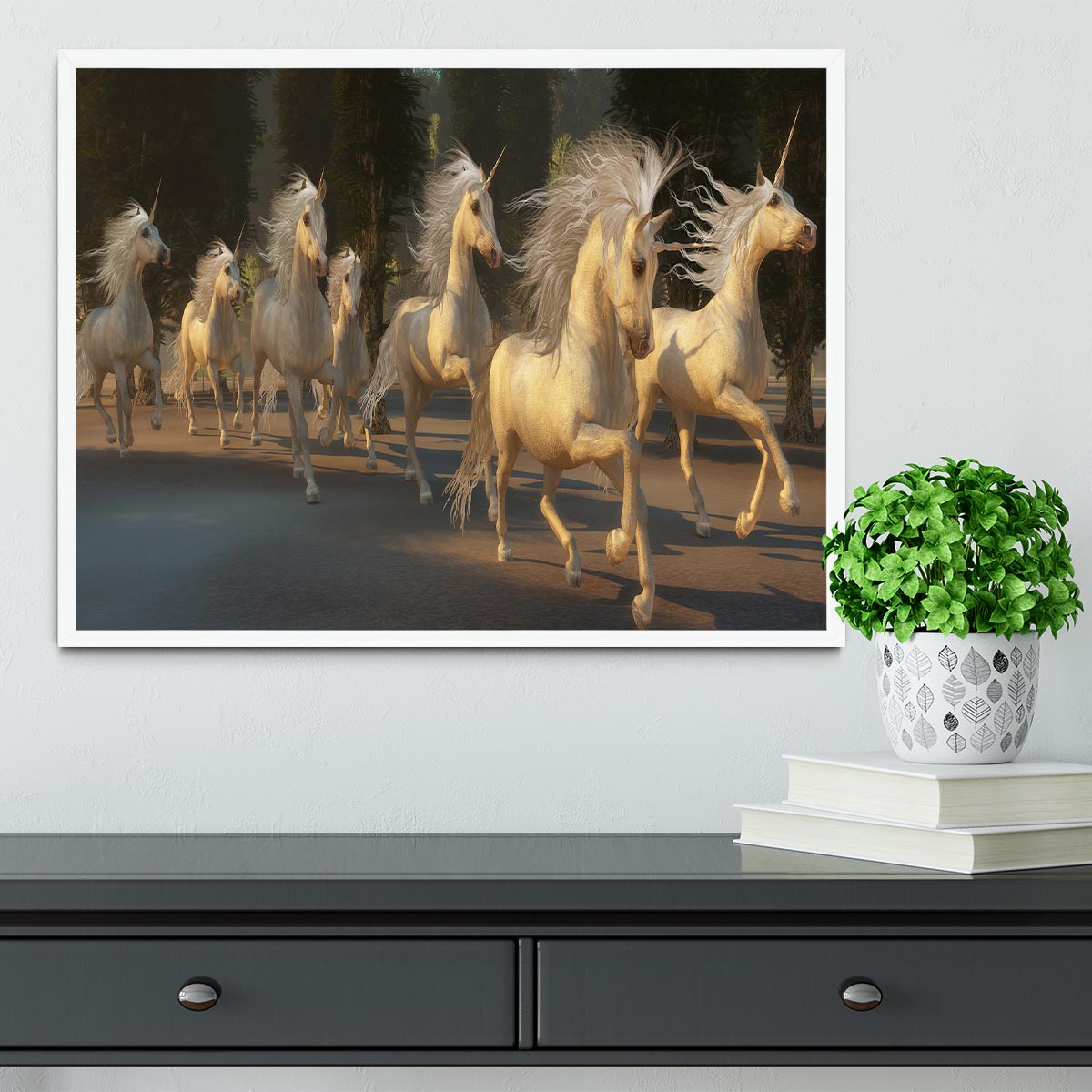 Magical Unicorn Forest Framed Print - Canvas Art Rocks -6