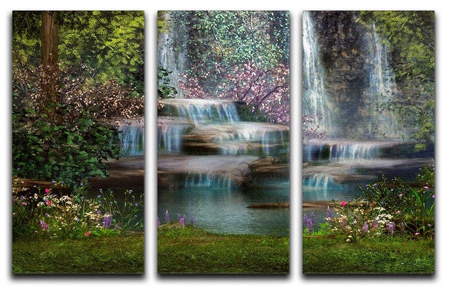 Magical landscape with waterfalls 3 Split Panel Canvas Print - Canvas Art Rocks - 1