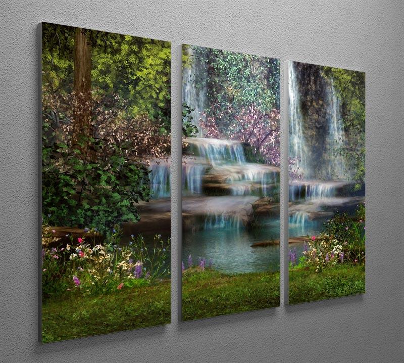 Magical landscape with waterfalls 3 Split Panel Canvas Print - Canvas Art Rocks - 2