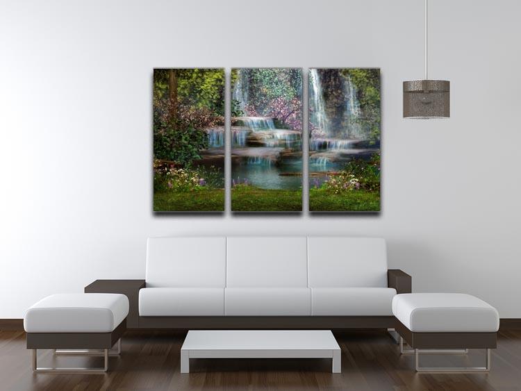 Magical landscape with waterfalls 3 Split Panel Canvas Print - Canvas Art Rocks - 3