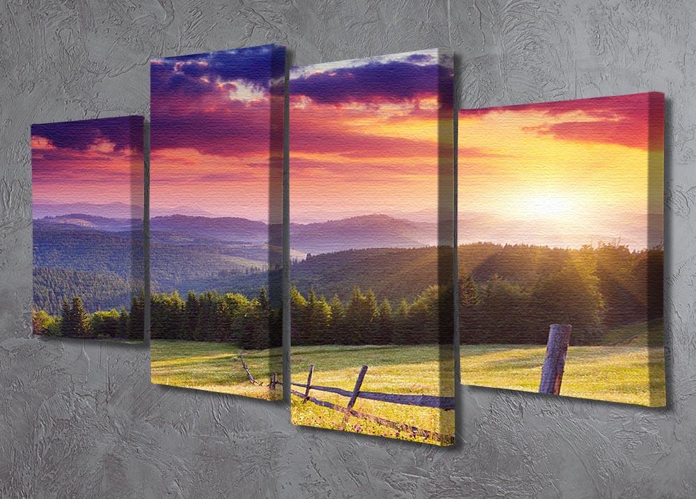 Majestic sunset in Carpathian 4 Split Panel Canvas  - Canvas Art Rocks - 2