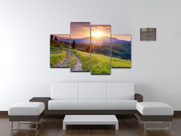 Majestic sunset in the mountains 4 Split Panel Canvas  - Canvas Art Rocks - 3