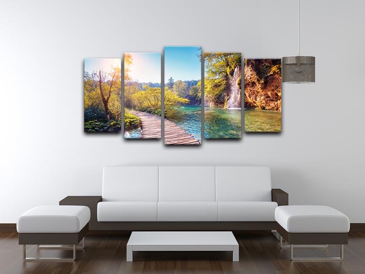 Majestic view on turquoise water 5 Split Panel Canvas  - Canvas Art Rocks - 3