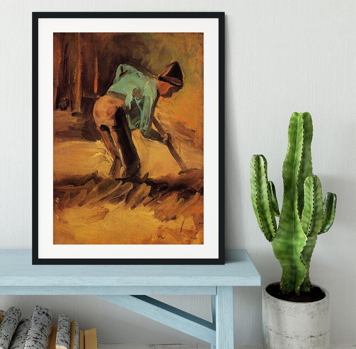 Man Stooping with Stick or Spade by Van Gogh Framed Print - Canvas Art Rocks - 1