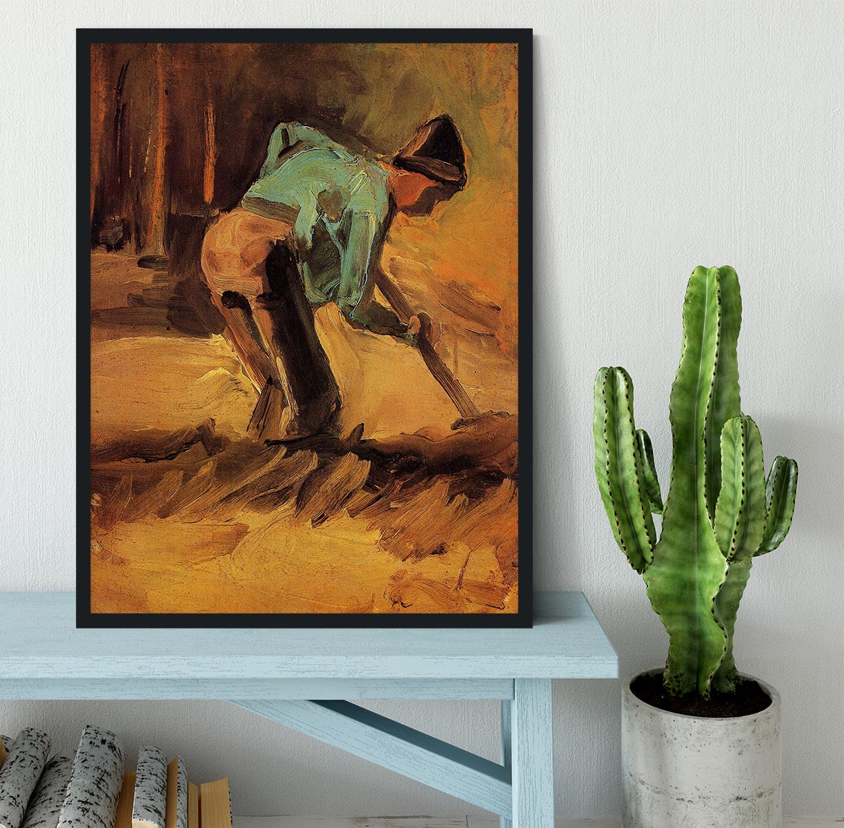 Man Stooping with Stick or Spade by Van Gogh Framed Print - Canvas Art Rocks - 2