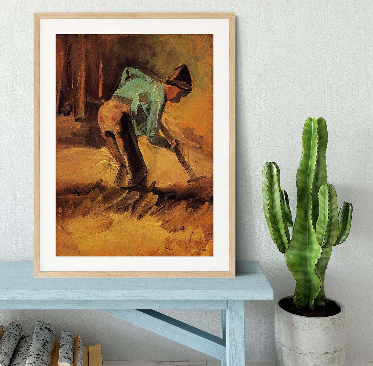 Man Stooping with Stick or Spade by Van Gogh Framed Print - Canvas Art Rocks - 3