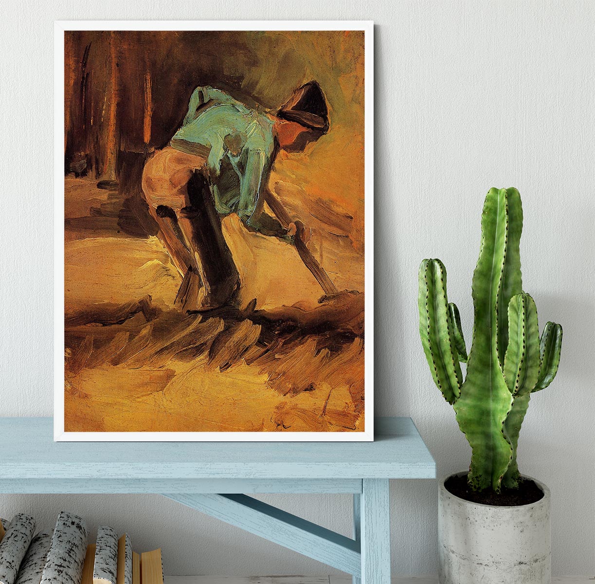 Man Stooping with Stick or Spade by Van Gogh Framed Print - Canvas Art Rocks -6