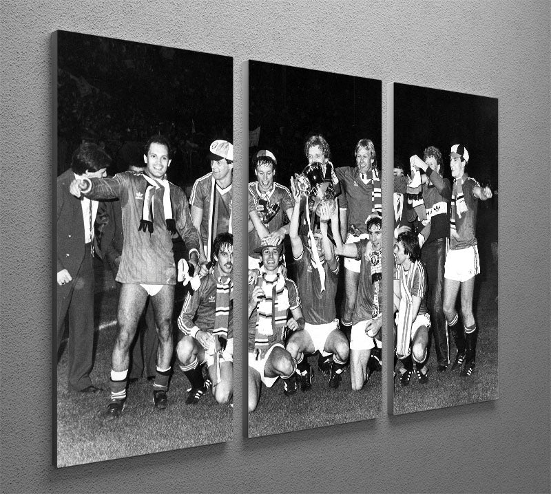 Manchester Utd Players With FA Cup 1983 3 Split Panel Canvas Print - Canvas Art Rocks - 2