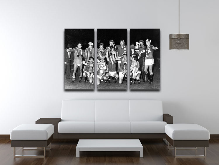 Manchester Utd Players With FA Cup 1983 3 Split Panel Canvas Print - Canvas Art Rocks - 3