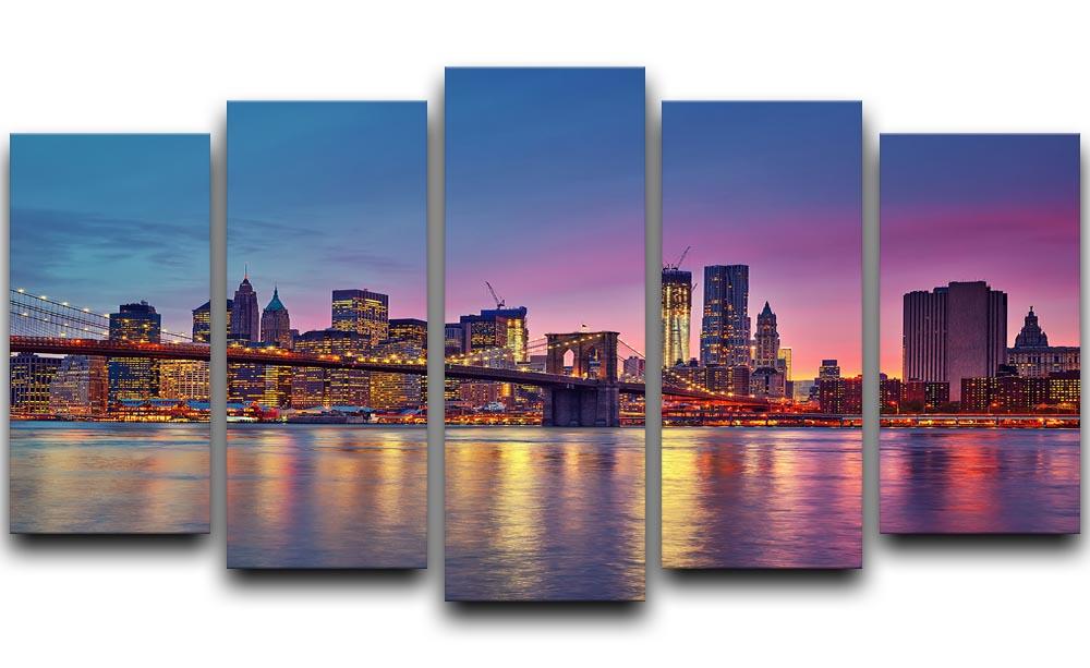Manhattan at dusk 5 Split Panel Canvas  - Canvas Art Rocks - 1