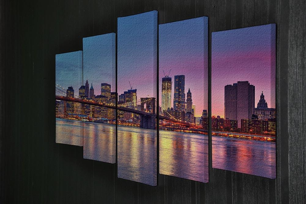Manhattan at dusk 5 Split Panel Canvas  - Canvas Art Rocks - 2