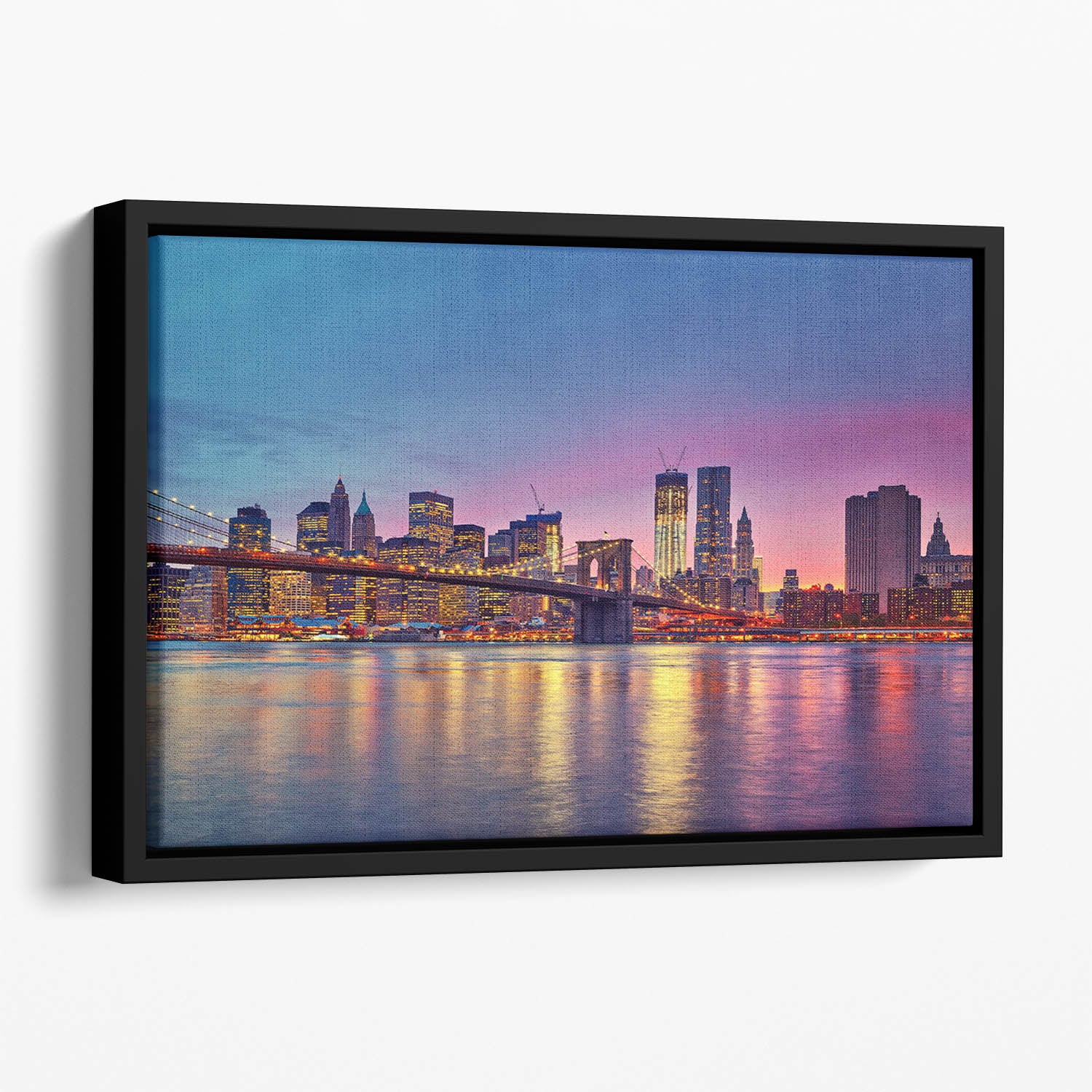 Manhattan at dusk Floating Framed Canvas