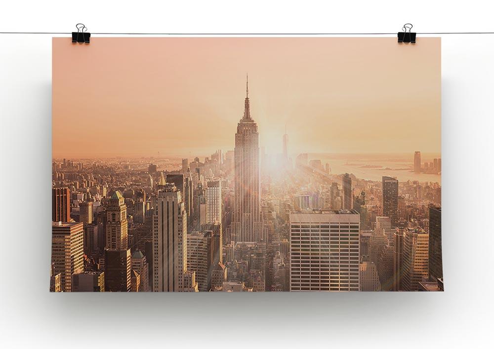 Manhattan downtown skyline with illuminated Empire State Building Canvas Print or Poster - Canvas Art Rocks - 2