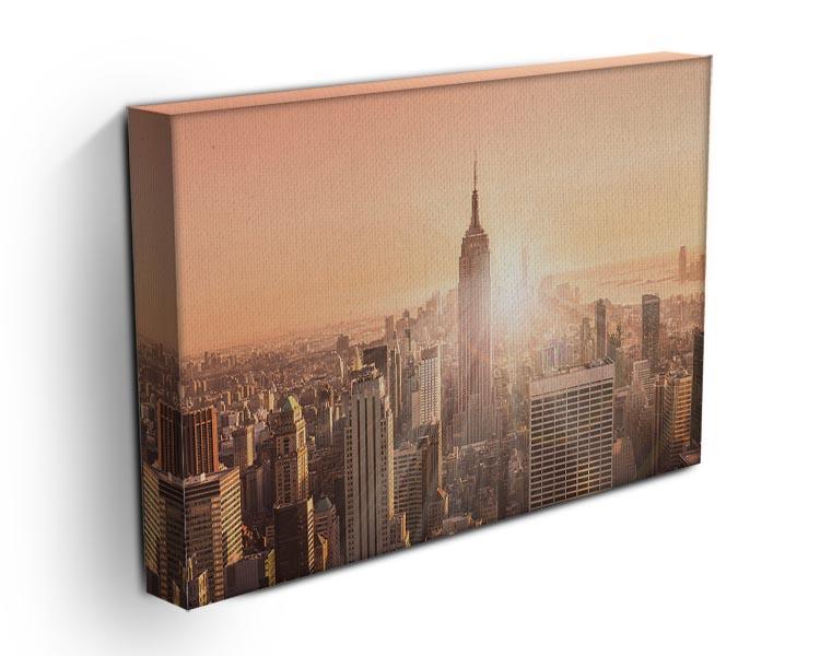 Manhattan downtown skyline with illuminated Empire State Building Canvas Print or Poster - Canvas Art Rocks - 3