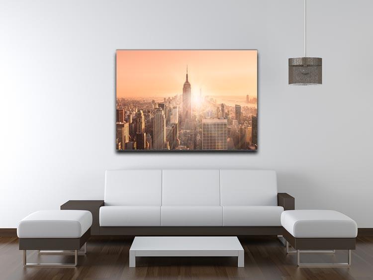 Manhattan downtown skyline with illuminated Empire State Building Canvas Print or Poster - Canvas Art Rocks - 4