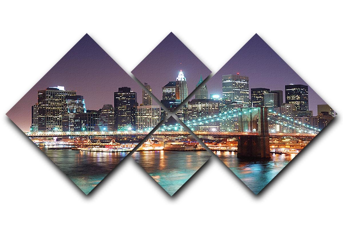 Manhattan skyline with skyscrapers over Hudson River 4 Square Multi Panel Canvas  - Canvas Art Rocks - 1