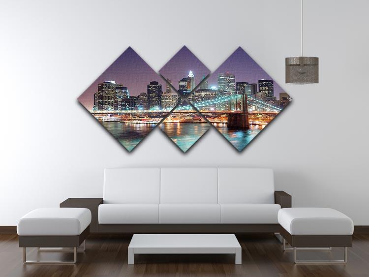 Manhattan skyline with skyscrapers over Hudson River 4 Square Multi Panel Canvas  - Canvas Art Rocks - 3