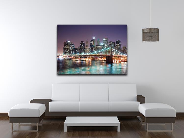 Manhattan skyline with skyscrapers over Hudson River Canvas Print or Poster - Canvas Art Rocks - 4