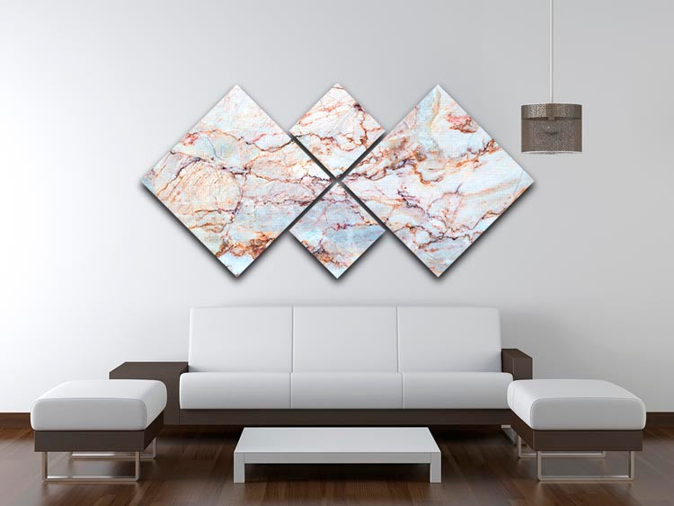 Marble with Brown Veins 4 Square Multi Panel Canvas - Canvas Art Rocks - 3