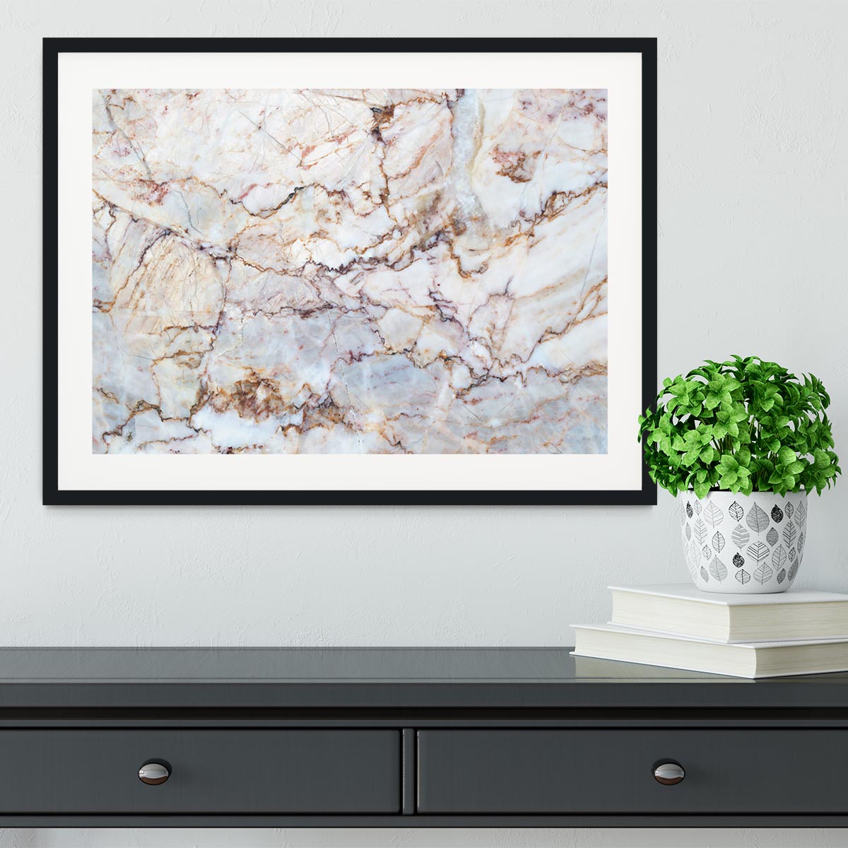 Marble with Brown Veins Framed Print - Canvas Art Rocks - 1