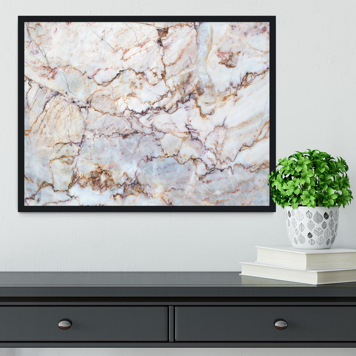 Marble with Brown Veins Framed Print - Canvas Art Rocks - 2