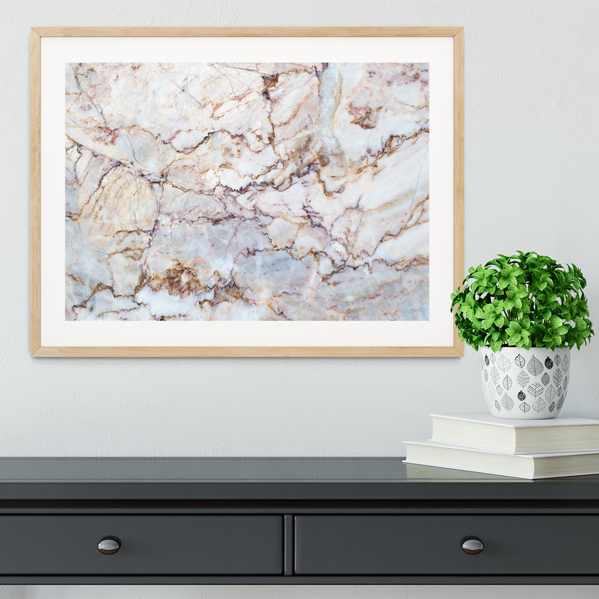 Marble with Brown Veins Framed Print - Canvas Art Rocks - 3