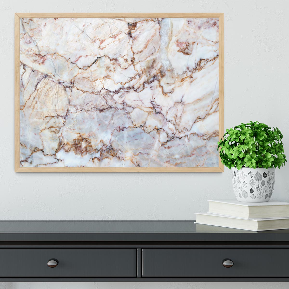 Marble with Brown Veins Framed Print - Canvas Art Rocks - 4