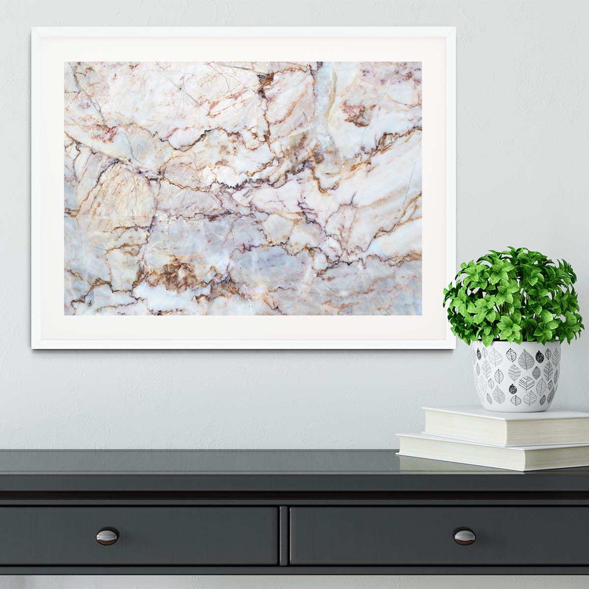 Marble with Brown Veins Framed Print - Canvas Art Rocks - 5